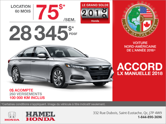 Louez la Honda Accord Berline 2018!