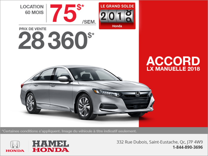 Louez la Honda Accord Berline 2018!