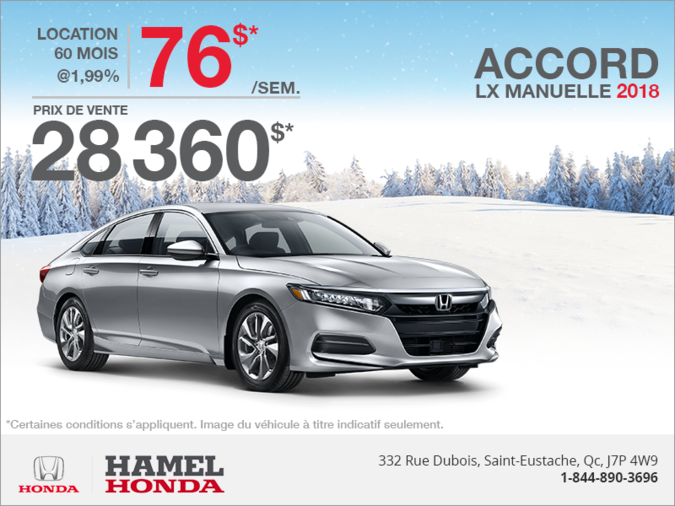 Louez la Honda Accord Berline 2018!