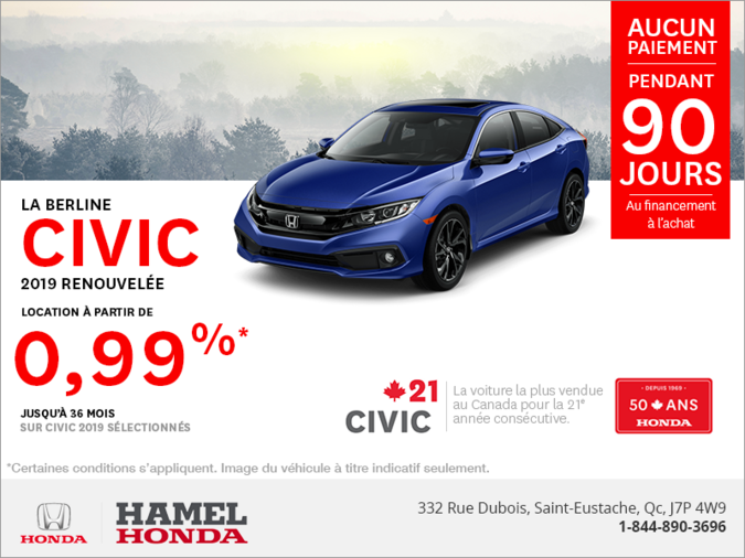 Louez la Honda Civic 2019!