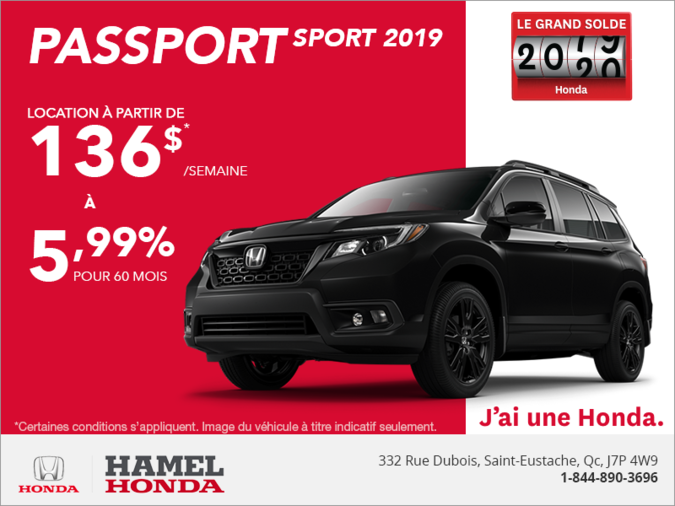 Louez le Honda Passport Sport 2019!