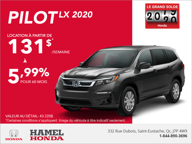 Louez le Honda Pilot 2020!