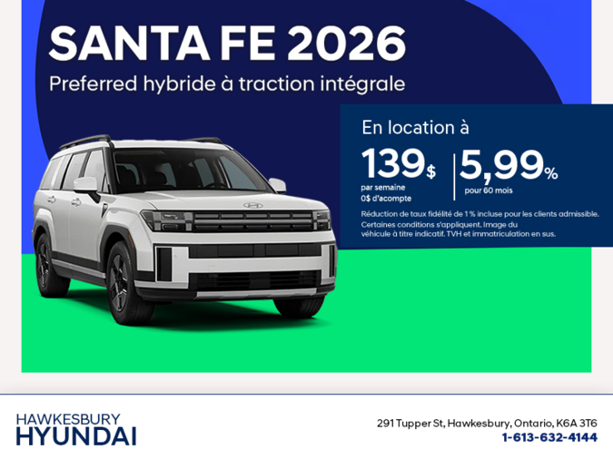 Procurez-vous le Hyundai Santa Fe Hybride 2026