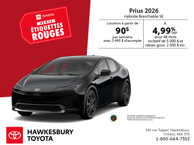 Toyota Prius Hybride Branchable SE 2026