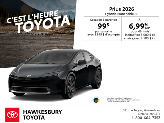 Toyota Prius Hybride Branchable 2026