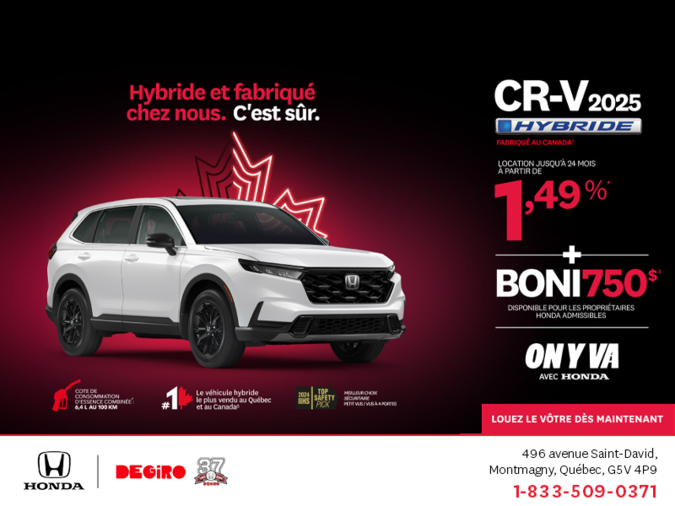 Obtenez le Honda CR-V Hybride 2025!