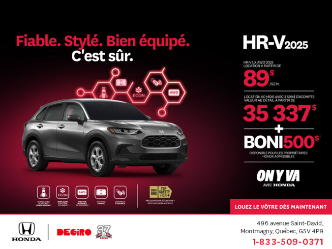 Obtenez le Honda HR-V 2025!