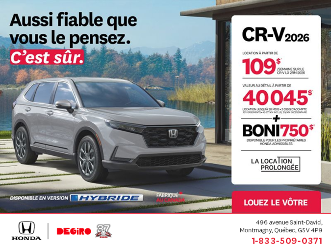 Obtenez le Honda CR-V 2026!
