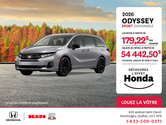 Obtenez le Honda Odyssey 2026 !