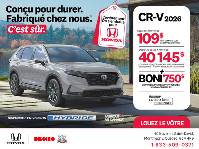 Obtenez le Honda CR-V 2026!