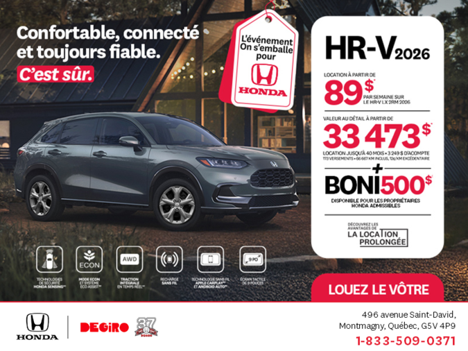 Obtenez le Honda HR-V 2026!