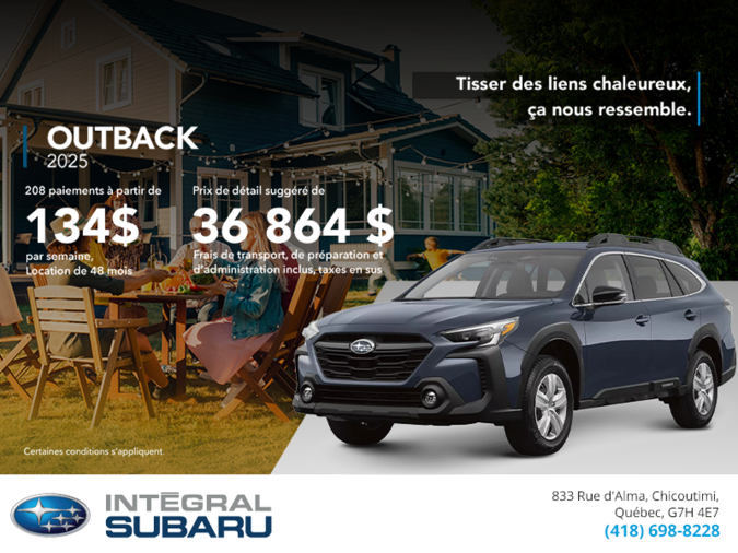 Procurez-vous le Outback 2025!