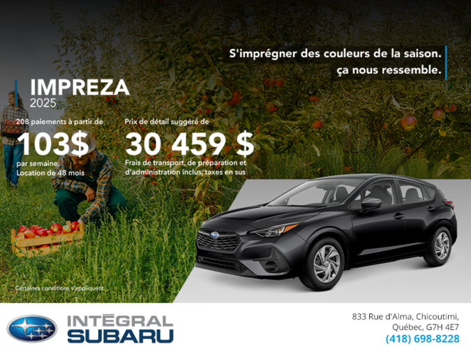 Procurez-vous la Impreza 2025!