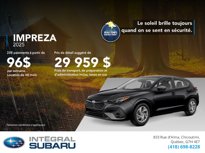 Procurez-vous la Impreza 2025!