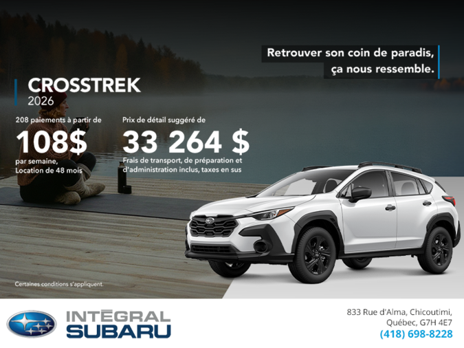 Procurez-vous le Crosstrek 2026!