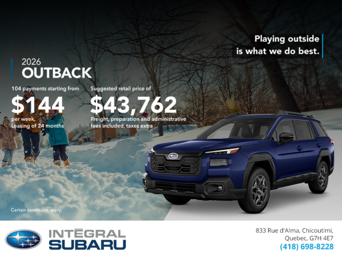 Get the 2026 Outback today!