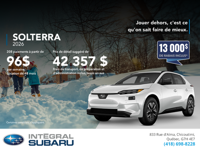 Procurez-vous le Solterra 2026!