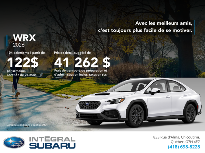 Procurez-vous la WRX 2026!