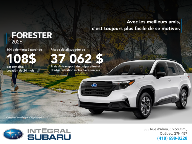 Procurez-vous le Forester 2026!