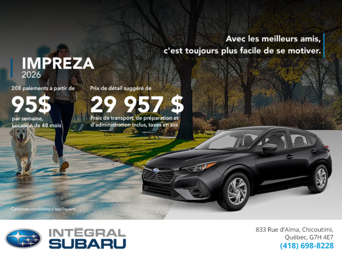 Procurez-vous la Impreza 2026!