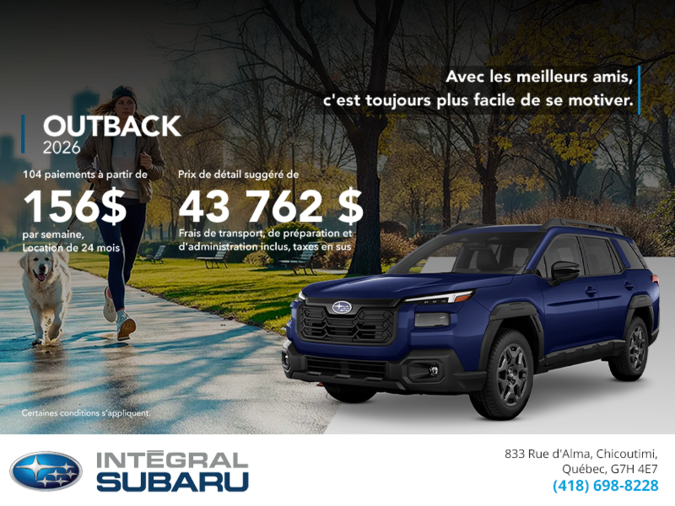 Procurez-vous le Outback 2026!