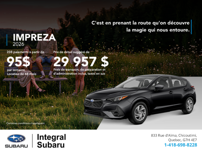 Procurez-vous la Impreza 2026!