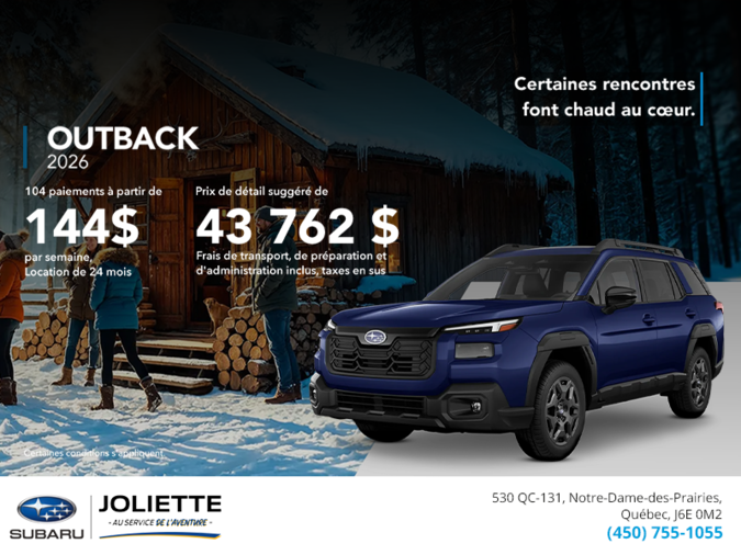 Procurez-vous le Outback 2026!