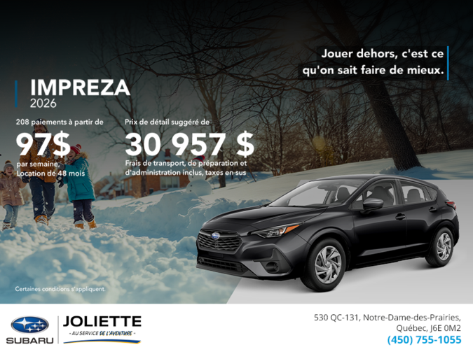 Procurez-vous la Impreza 2026!