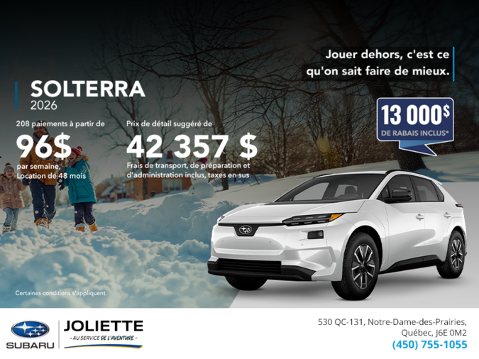 Procurez-vous le Solterra 2026!