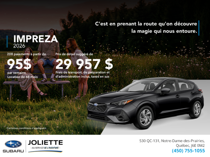Procurez-vous la Impreza 2026!