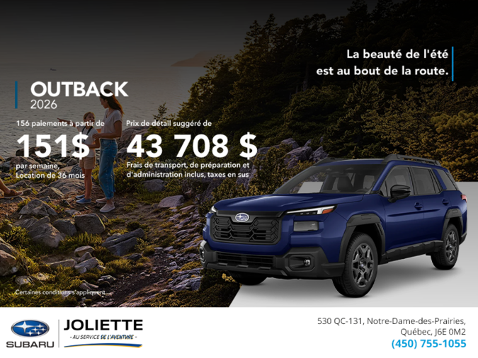 Procurez-vous le Outback 2026!