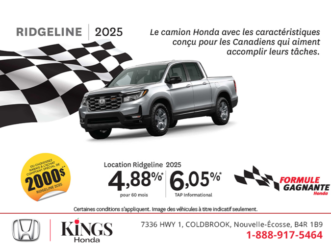 Obtenez le Honda Ridgeline 2025 !
