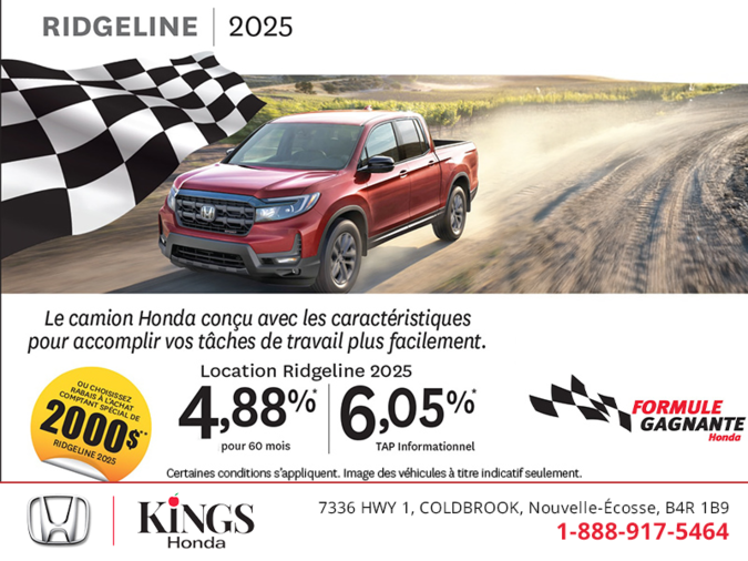 Obtenez le Honda Ridgeline 2025 !