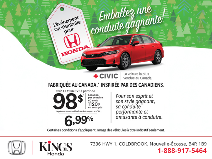 Obtenez la Honda Civic 2026!