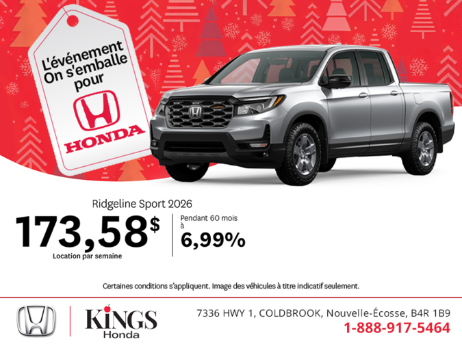 Obtenez le Honda Ridgeline 2026 !