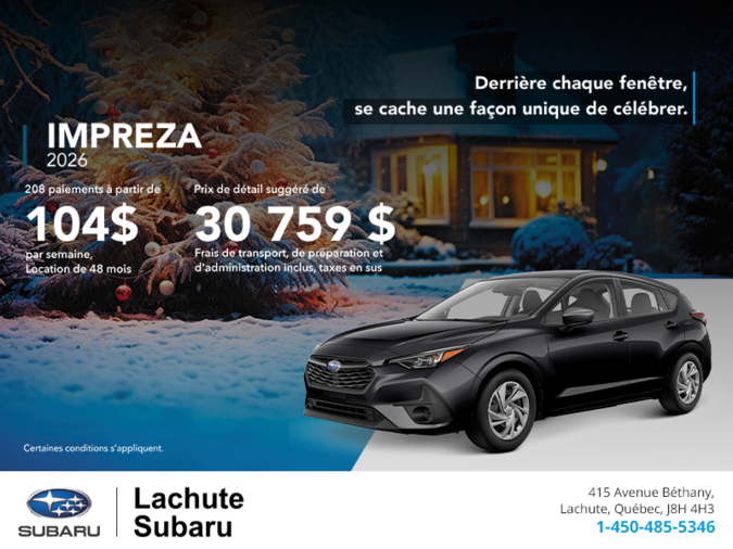 Procurez-vous la Impreza 2026!