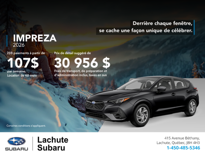 Procurez-vous la Impreza 2026!
