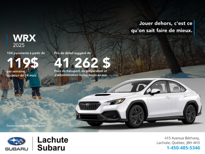 Procurez-vous la WRX 2026!