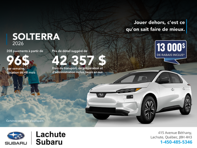 Procurez-vous le Solterra 2026!