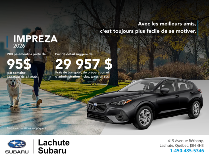 Procurez-vous la Impreza 2026!