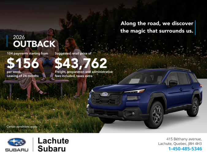 Get the 2026 Outback today!