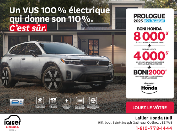 Obtenez le Honda Prologue 2025 !