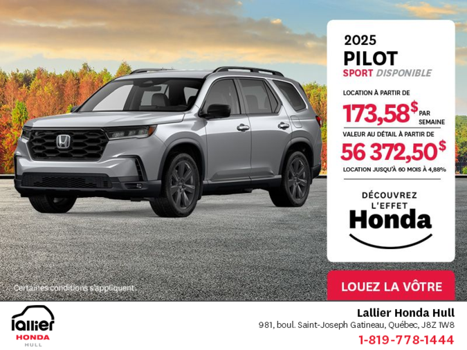 Obtenez le Honda Pilot 2025 !