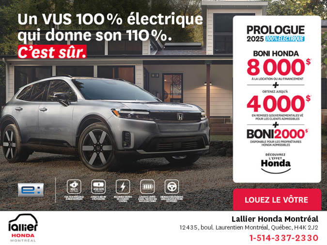 Obtenez le Honda Prologue 2025 !