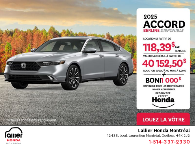 Obtenez la Honda Accord 2025 !