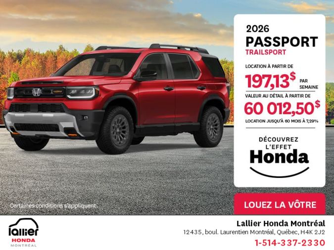 Obtenez le Honda Passport 2026 !