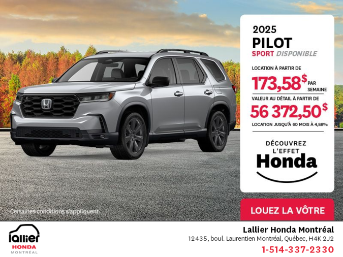 Obtenez le Honda Pilot 2025 !