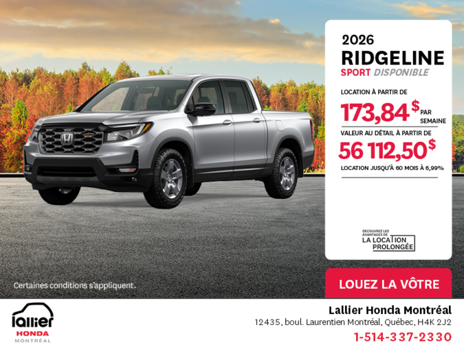 Obtenez le Honda Ridgeline 2025 !