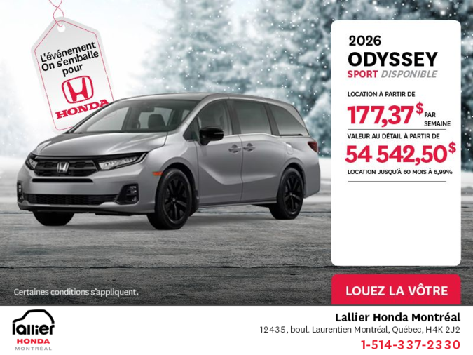 Obtenez le Honda Odyssey 2026 !