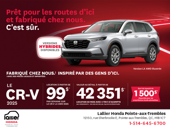 Obtenez le Honda CR-V 2025!